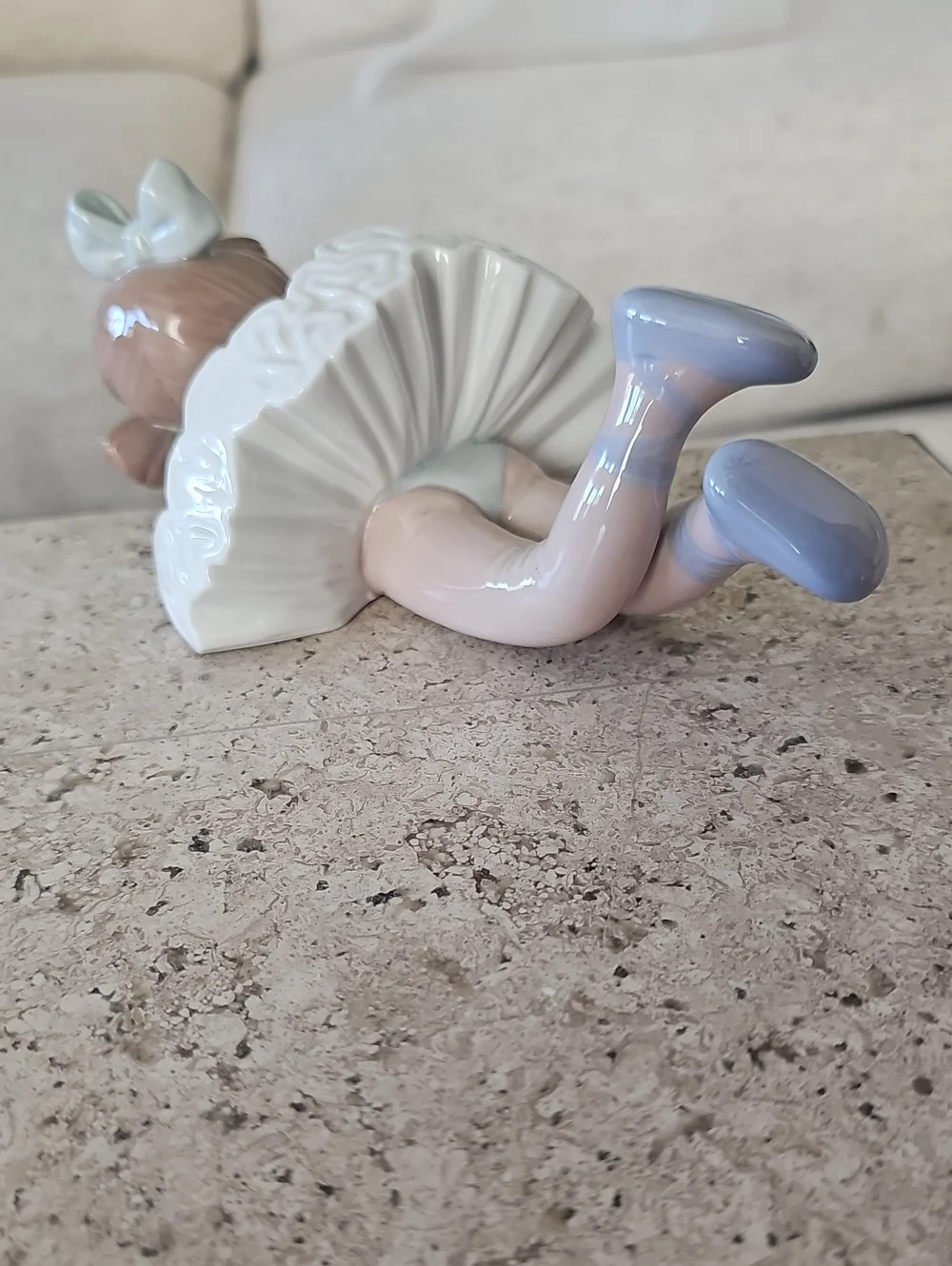 Lladro Porcelain Girl Figurine Vase in White, Brown, Pink